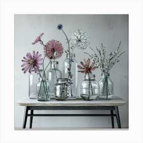 Glass Vases With Flowers Canvas Print