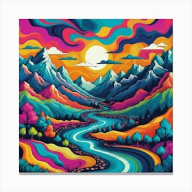 Psychedelic Landscape Painting Canvas Print