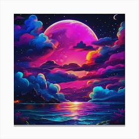 Moon And Clouds Canvas Print