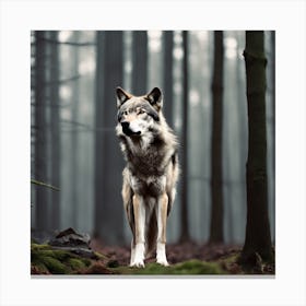 Wolf In The Forest 28 Canvas Print