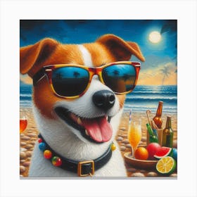 Dog On The Beach Canvas Print