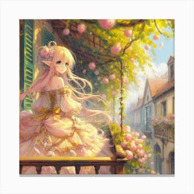 Anime Girl On Balcony Canvas Print