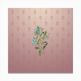 Vintage Blue Narrow Leaf Sollya Botanical on Dusty Pink Pattern n.1045 Canvas Print