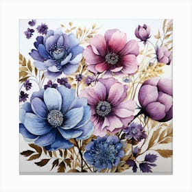 Blue And Purple Flowers Canvas Print