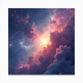 Dreamlike Watercolor Of A Distant Nebula 1 Canvas Print