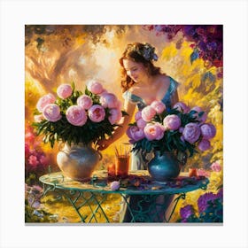 Lady In The Garden Canvas Print