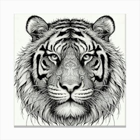 Line Art tiger 5 Canvas Print