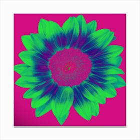 Neon Sunflower Square Canvas Print