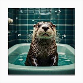 Default Otter Bathroom Animal Art 1 Canvas Print