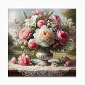 Peonies In A Vase 1 Canvas Print