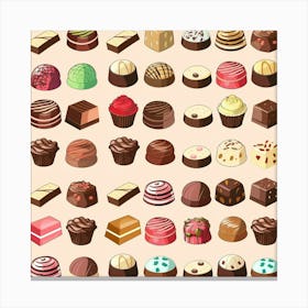 Sweets And Chocolates Seamless Pattern Canvas Print