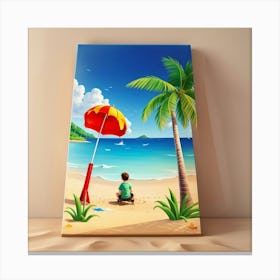 Default On The Beach Mosaic Painting Wall Art 1 Canvas Print