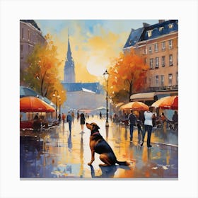 Dog In The City Canvas Print