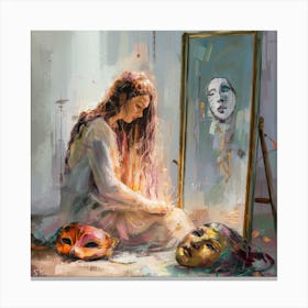 Woman In A Mirror Canvas Print