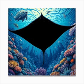 Manta Ray Under Water Canvas Print