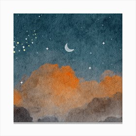 Watercolor Night Sky Canvas Print