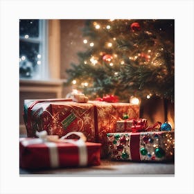 Christmas Presents Under The Tree Canvas Print