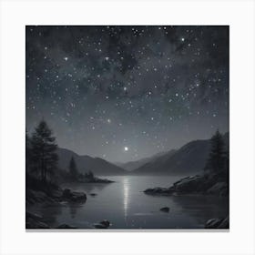 Night Sky Over Lake 1 Canvas Print