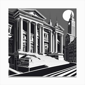 London Cityscape, black and white art Canvas Print