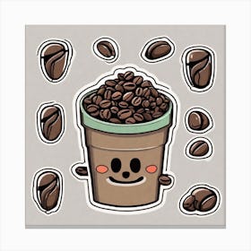 Coffee Cup Sticker Canvas Print