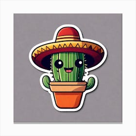 Mexico Cactus With Mexican Hat Sticker 2d Cute Fantasy Dreamy Vector Illustration 2d Flat Cen (21) Canvas Print