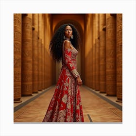 Nigerian Woman In Red Dress Canvas Print