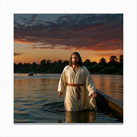 Jesus In The Water Canvas Print