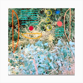 Colorful Shapes In The Garden Square Canvas Print
