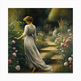 Girl In A Garden 9 Canvas Print