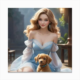 Girl With A Dog 9 Canvas Print