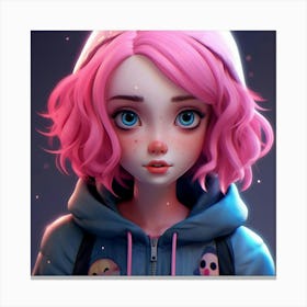 Anime Girl With Pink Hair 9 Canvas Print