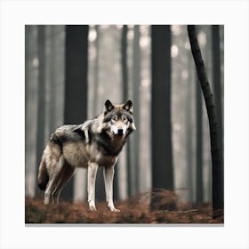 Wolf In The Forest 34 Canvas Print