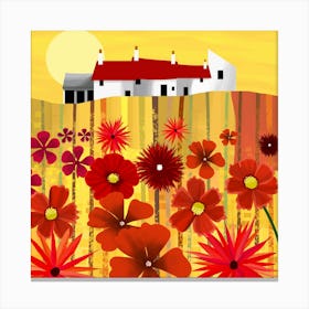 Field of Red Flowers Canvas Print