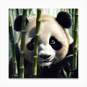 Panda Bear in Bamboo Forest Canvas Print