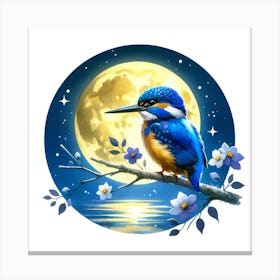 Kingfisher Under Moonlight Canvas Print