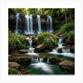 Waterfall In The Forest 97 Canvas Print