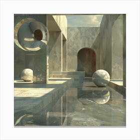 Abstract Room With Spheres 1 Canvas Print