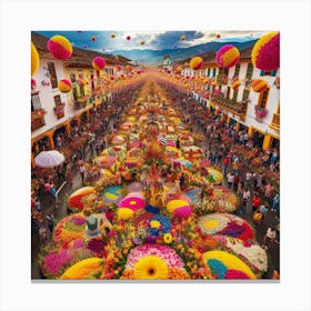 Flower Parade In Colombia Canvas Print