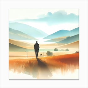 Man Walking In The Countryside Canvas Print