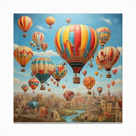 Hot Air Balloons paintings art print 2 Canvas Print