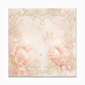 Heart Shaped Frame With Candles Canvas Print