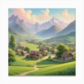 Village In The Mountains City art print 1 Canvas Print