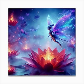 Fairy On Lotus Canvas Print