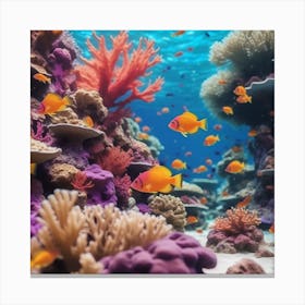 Photo Multi Colored Fish Swimming In A Vibrant Coral Reef Generative 3 Canvas Print