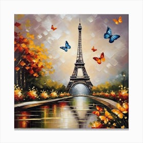 Paris Eiffel Tower With Butterflies 3 Canvas Print