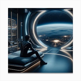 Man Looking Out Of A Window Canvas Print