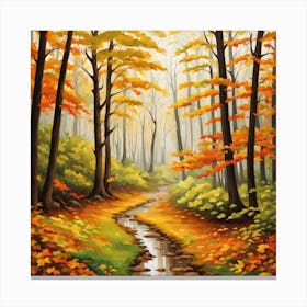 Forest In Autumn In Minimalist Style Square Composition 357 Canvas Print