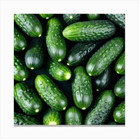 Cucumbers On A Black Background Canvas Print