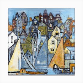 City ​​With Sails Square Canvas Print