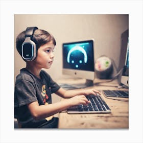 Young Boy Playing Computer Game 1 Canvas Print